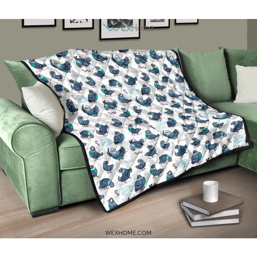 Pigeon Pattern Print Design 02 Premium Quilt