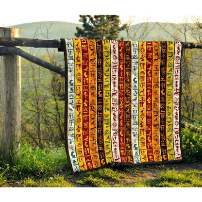 Egypt Hieroglyphics Pattern Print Design 01 Premium Quilt
