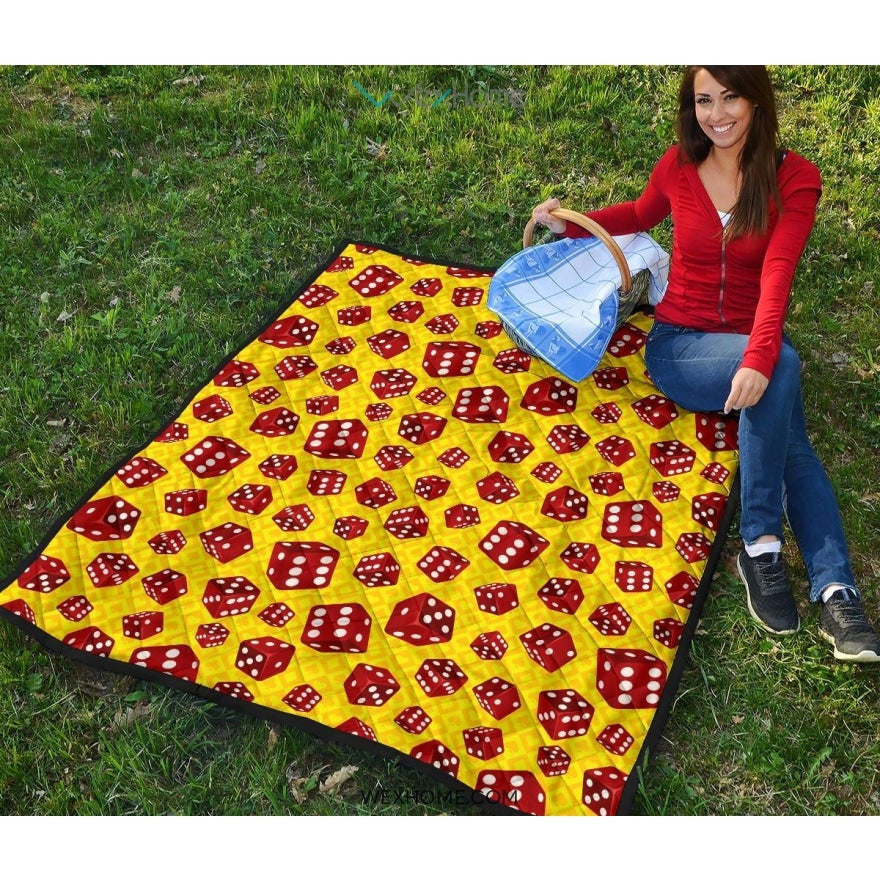 Dice Pattern Print Design 04 Premium Quilt
