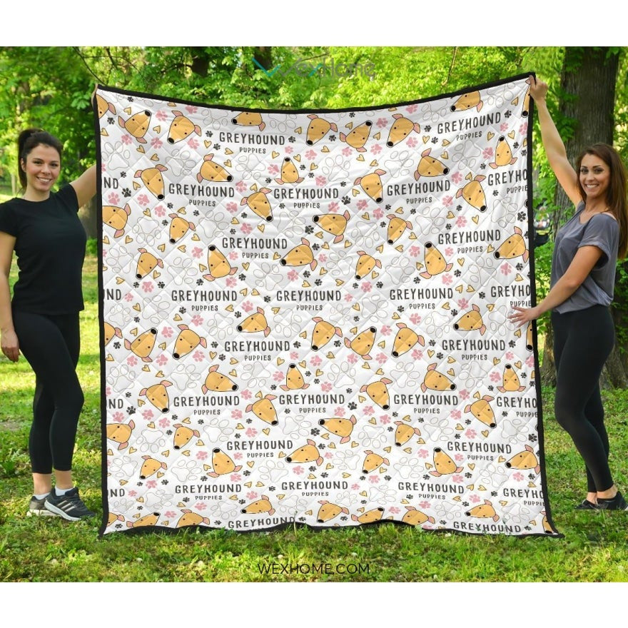 Greyhound Pattern Print Design 03 Premium Quilt
