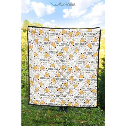 Greyhound Pattern Print Design 03 Premium Quilt