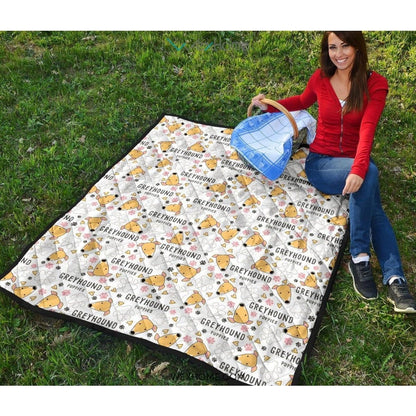 Greyhound Pattern Print Design 03 Premium Quilt