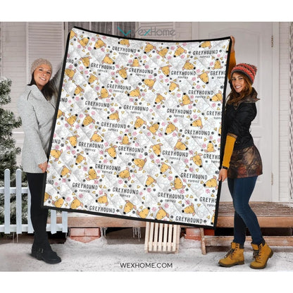 Greyhound Pattern Print Design 03 Premium Quilt