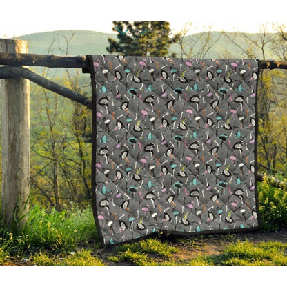 Ostrich Pattern Print Design 01 Premium Quilt