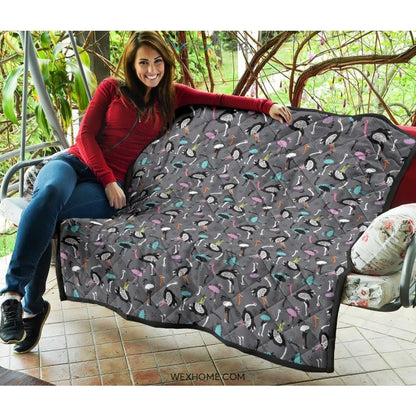 Ostrich Pattern Print Design 01 Premium Quilt