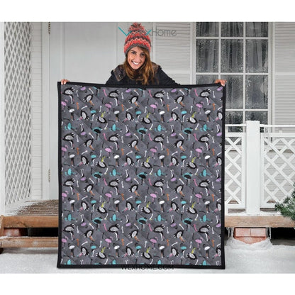Ostrich Pattern Print Design 01 Premium Quilt