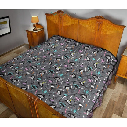 Ostrich Pattern Print Design 01 Premium Quilt