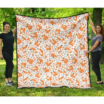 Squirrel Pattern Print Design 05 Premium Quilt