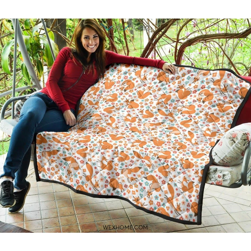 Squirrel Pattern Print Design 05 Premium Quilt