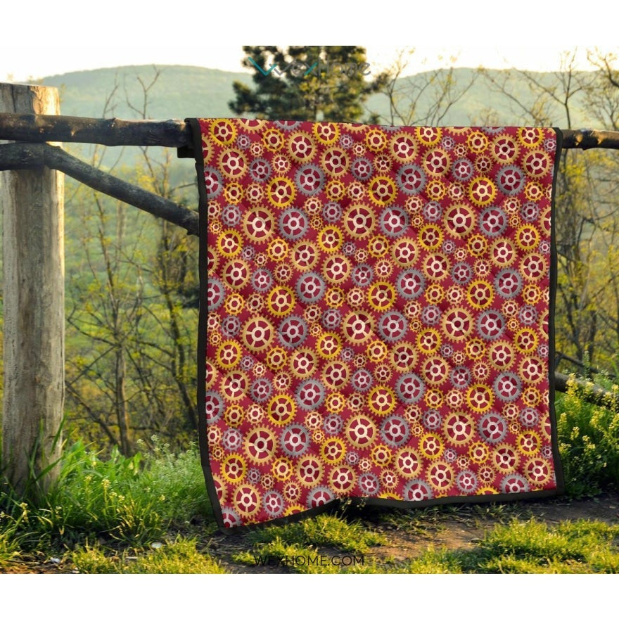 Gear Pattern Print Design 04 Premium Quilt