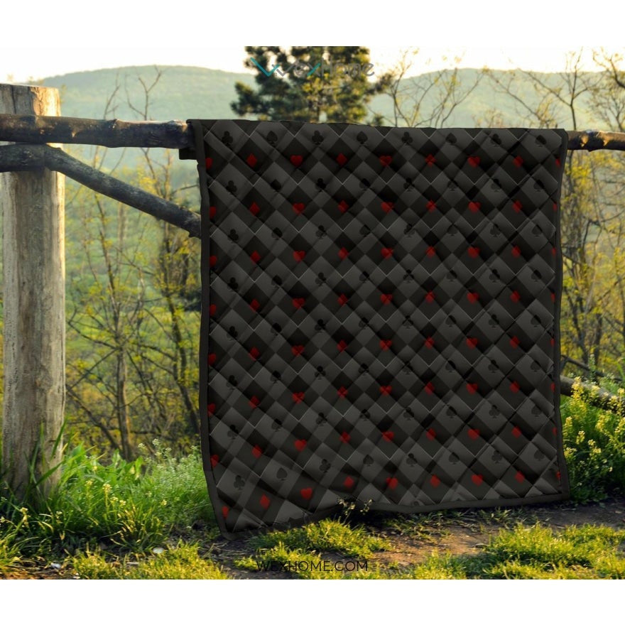 Casino Cards Suits Pattern Print Design 05 Premium Quilt