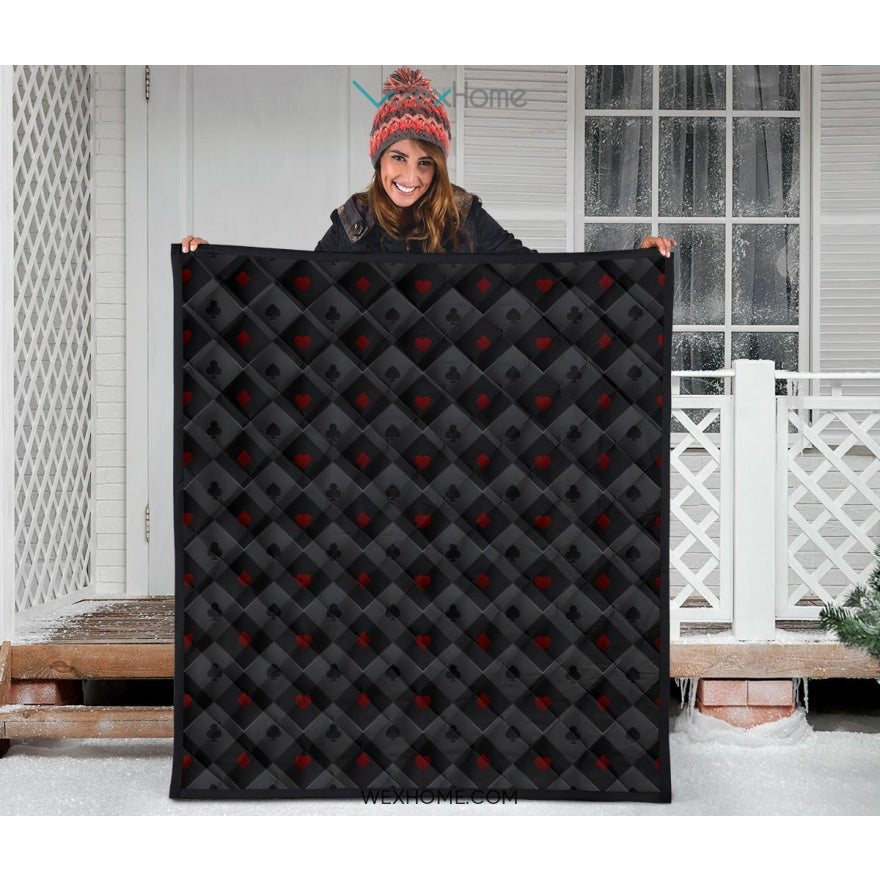 Casino Cards Suits Pattern Print Design 05 Premium Quilt