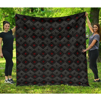 Casino Cards Suits Pattern Print Design 05 Premium Quilt