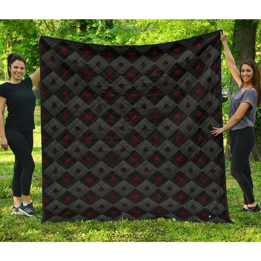 Casino Cards Suits Pattern Print Design 05 Premium Quilt