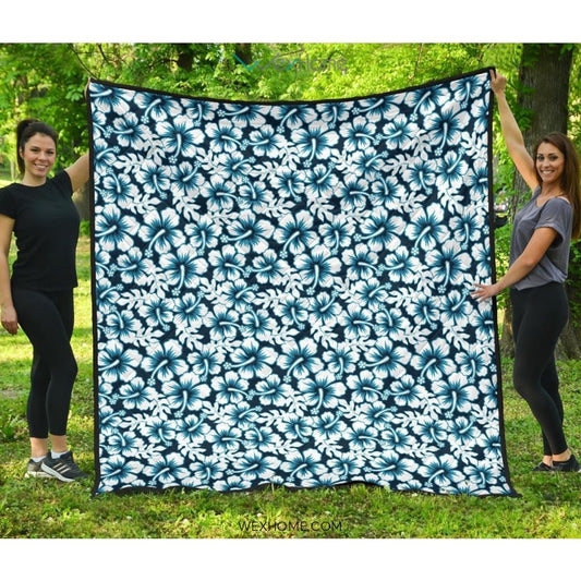 Hibiscus Pattern Print Design 04 Premium Quilt