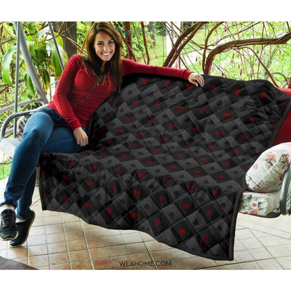 Casino Cards Suits Pattern Print Design 05 Premium Quilt