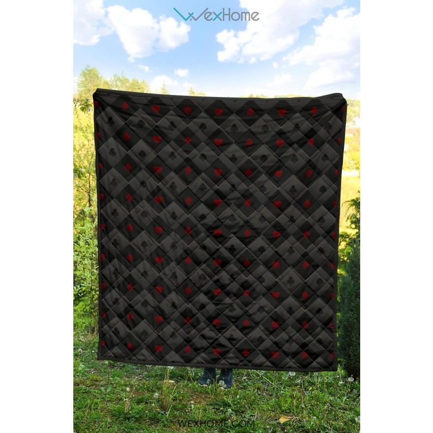 Casino Cards Suits Pattern Print Design 05 Premium Quilt