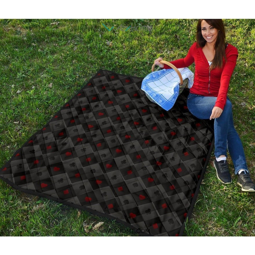 Casino Cards Suits Pattern Print Design 05 Premium Quilt
