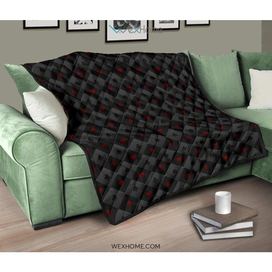 Casino Cards Suits Pattern Print Design 05 Premium Quilt