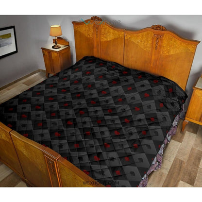 Casino Cards Suits Pattern Print Design 05 Premium Quilt