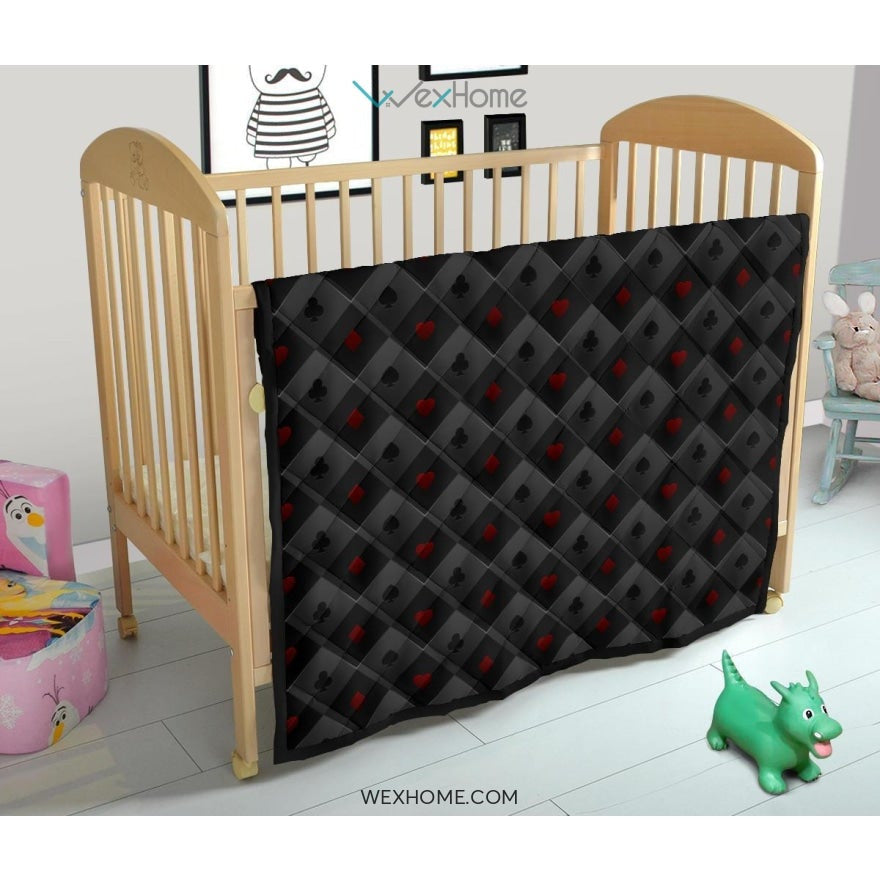 Casino Cards Suits Pattern Print Design 05 Premium Quilt