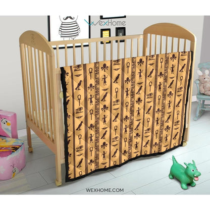 Egypt Hieroglyphics Pattern Print Design 02 Premium Quilt