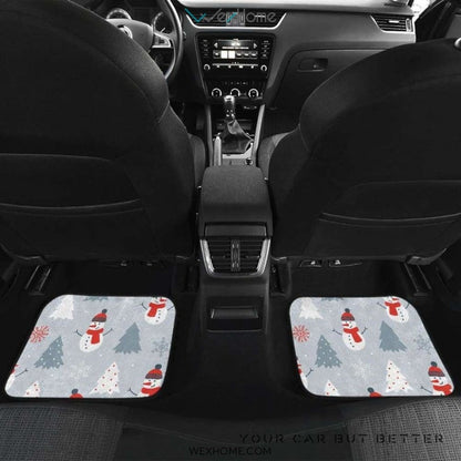 Snowman Christmas  Tree Snow Gray Background Front And Back Car Mats  Best Car Gift 2021
