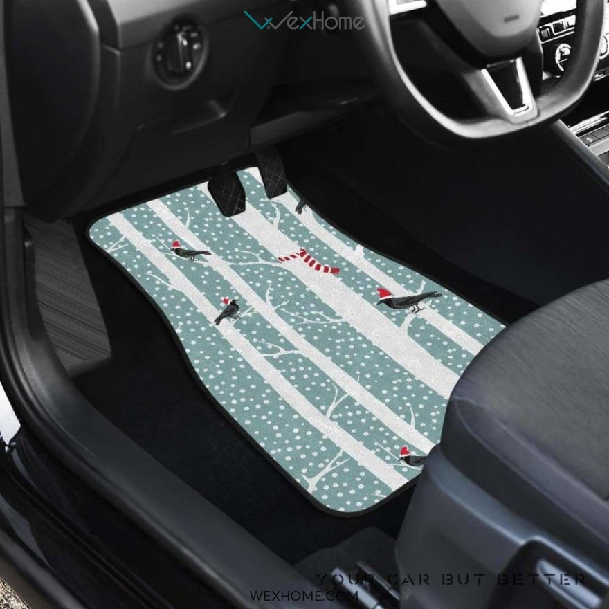 Crows Christmas Hat Scarf Front And Back Car Mats  Best Car Gift 2021