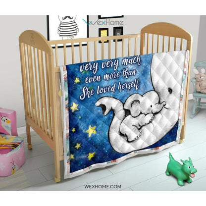 WEXHOME And She Loved Little Girl Elephant Mom Premium Quilt