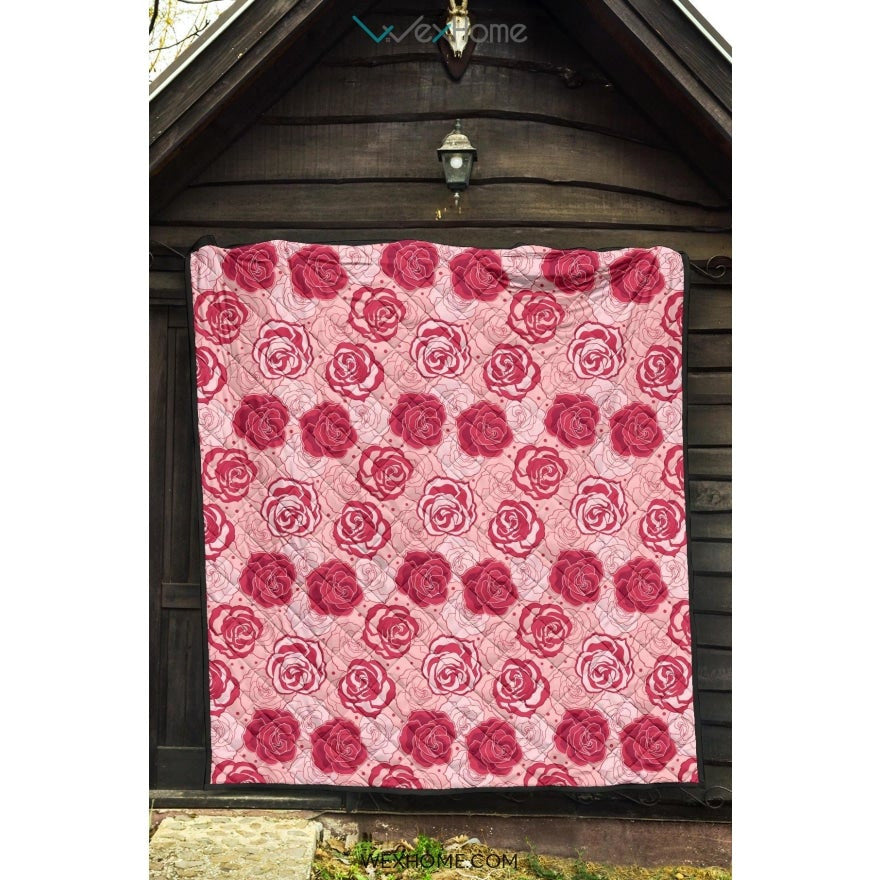 Rose Pattern Print Design 02 Premium Quilt