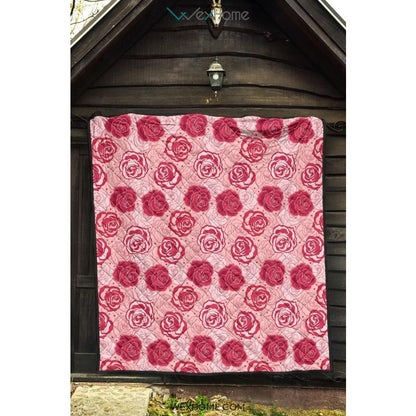 Rose Pattern Print Design 02 Premium Quilt