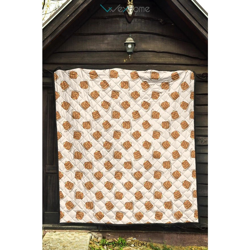 Pancake Pattern Print Design 01 Premium Quilt