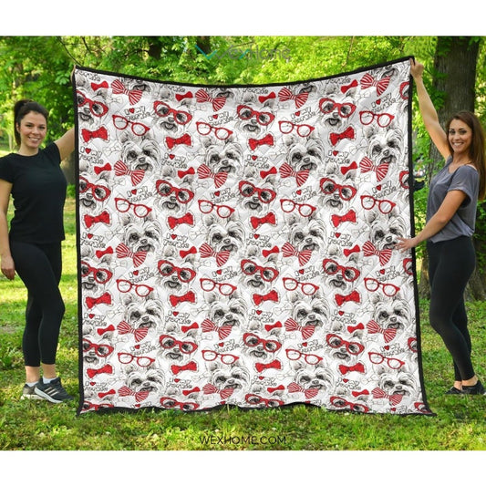 Yorkshire Terrier Pattern Print Design 04 Premium Quilt