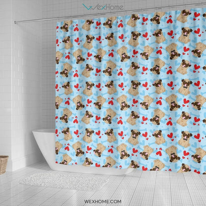 Pug Pattern Shower Curtain Unique Design Amazing Gift