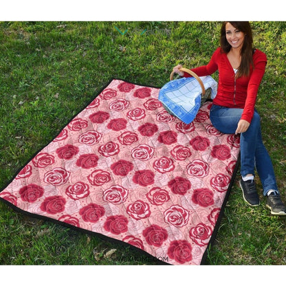 Rose Pattern Print Design 02 Premium Quilt