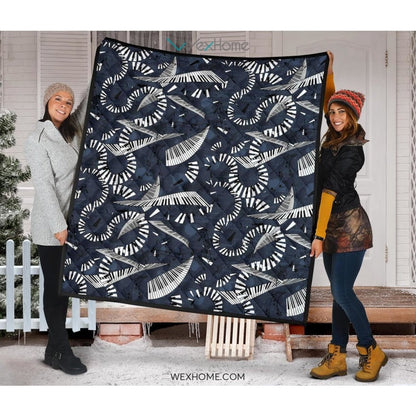 Piano Pattern Print Design 02 Premium Quilt