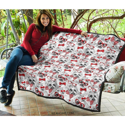 Yorkshire Terrier Pattern Print Design 04 Premium Quilt