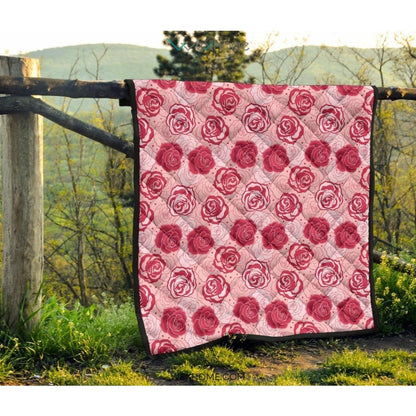 Rose Pattern Print Design 02 Premium Quilt