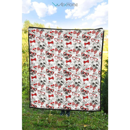 Yorkshire Terrier Pattern Print Design 04 Premium Quilt