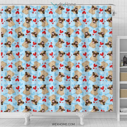 Pug Pattern Shower Curtain Unique Design Amazing Gift