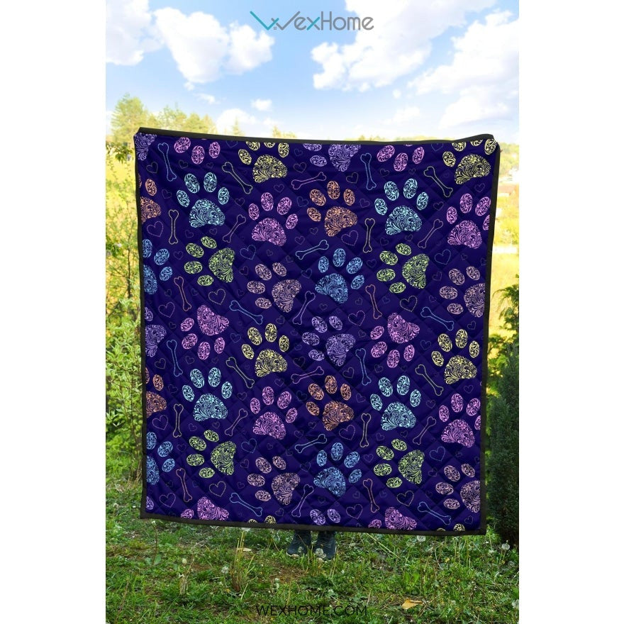 Dog Paws Pattern Print Design 02 Premium Quilt