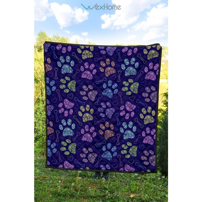 Dog Paws Pattern Print Design 02 Premium Quilt