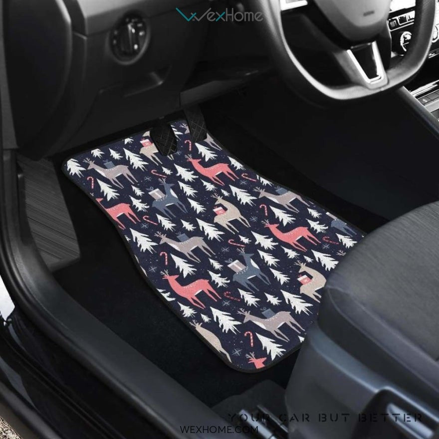 Deers Winter Christmas Pattern Front And Back Car Mats  Best Car Gift 2021