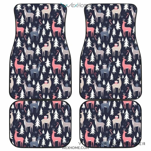Deers Winter Christmas Pattern Front And Back Car Mats  Best Car Gift 2021