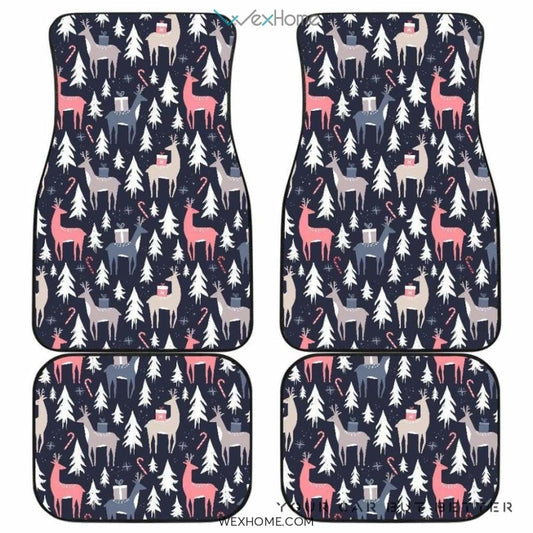 Deers Winter Christmas Pattern Front And Back Car Mats  Best Car Gift 2021