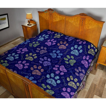 Dog Paws Pattern Print Design 02 Premium Quilt