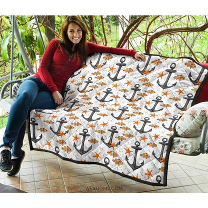 Clown Fish Pattern Print Design 02 Premium Quilt