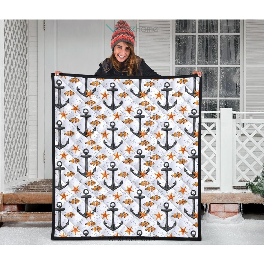 Clown Fish Pattern Print Design 02 Premium Quilt