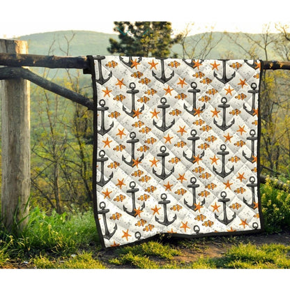 Clown Fish Pattern Print Design 02 Premium Quilt