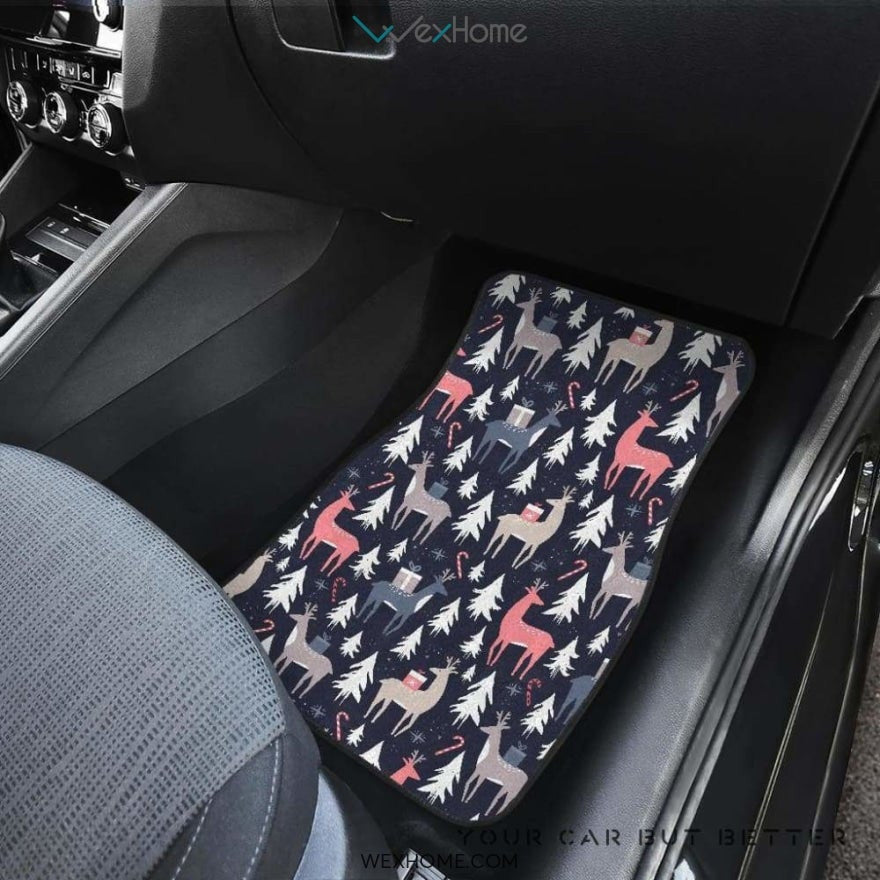 Deers Winter Christmas Pattern Front And Back Car Mats  Best Car Gift 2021